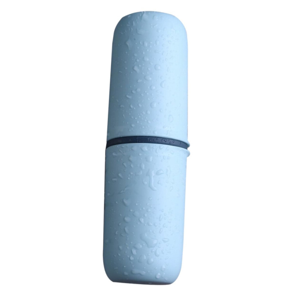 Sky Blue Travel Toothbrush Case With Cup, Compact Hygienic Storage, Lightweight Durable Design