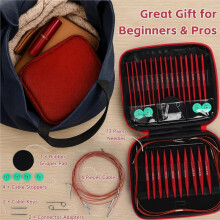 Circular Knitting Needles Set, Matte Red Aluminum Knitting Needles Kit, Accessories for Knitting Beginners & Advanced