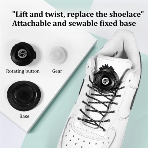 2pair Automatic Shoelaces with Rotating Buckle, No-Tie Thick Rope Design for Sneakers 2