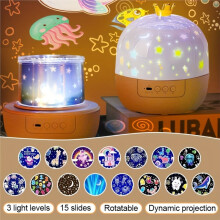 Crown Fantasy Star Projection Night Light 15in1 Bedroom Ceiling Rotating Atmosphere Lamp Home Decoration Gift
