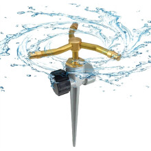 Sprinklers for Yard-3-Arm Brass Gardening Sprinkler, Rotating Waterer Outdoor Lawn Sprinkler,Irrigation Tool for Garden
