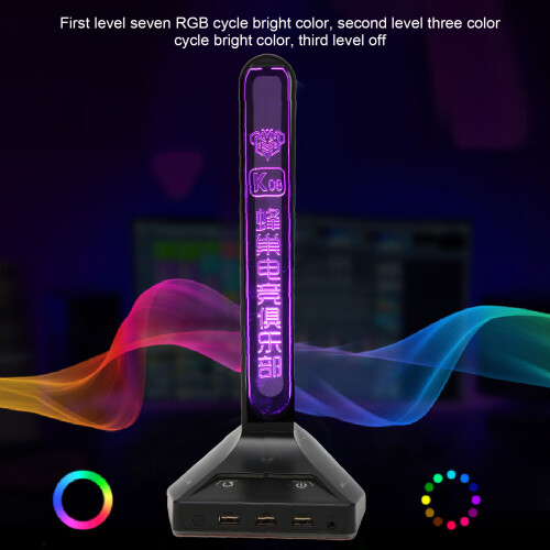 Headset Stand RGB 3 USB Ports Black