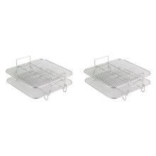 2X 2-Layers Air Fryer Rack Stackable Grid Rack Stainless Steel for 4.2-5.8QT Air Fryer Kitchen Oven Steamer Cooker