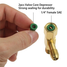 Snelkoppeling T-Stuk, 1/4 Inch SAE-Ventielen Kern T-Stuk Adapter Messing Koelmiddel met Draaibare Connector