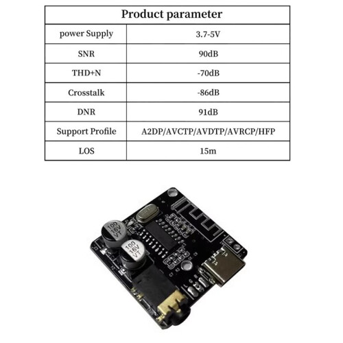 Audio Receiver Board  5.0 MP3 Lossless Decoder Board Wireless Stereo Music Module 3.7-5V Type-C 1