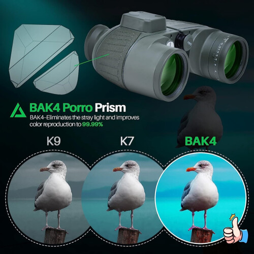 High Power 10x50 Marine Bak4 Prism Binocula Telescopic with Rangefinder Compass 1