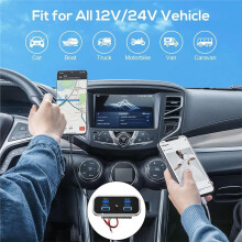 4 Car Charger 76W Dual 18W USB-A & Dual 20W PD3.0 Power Outlet Panel with for 12V/24V Car Truck Boat