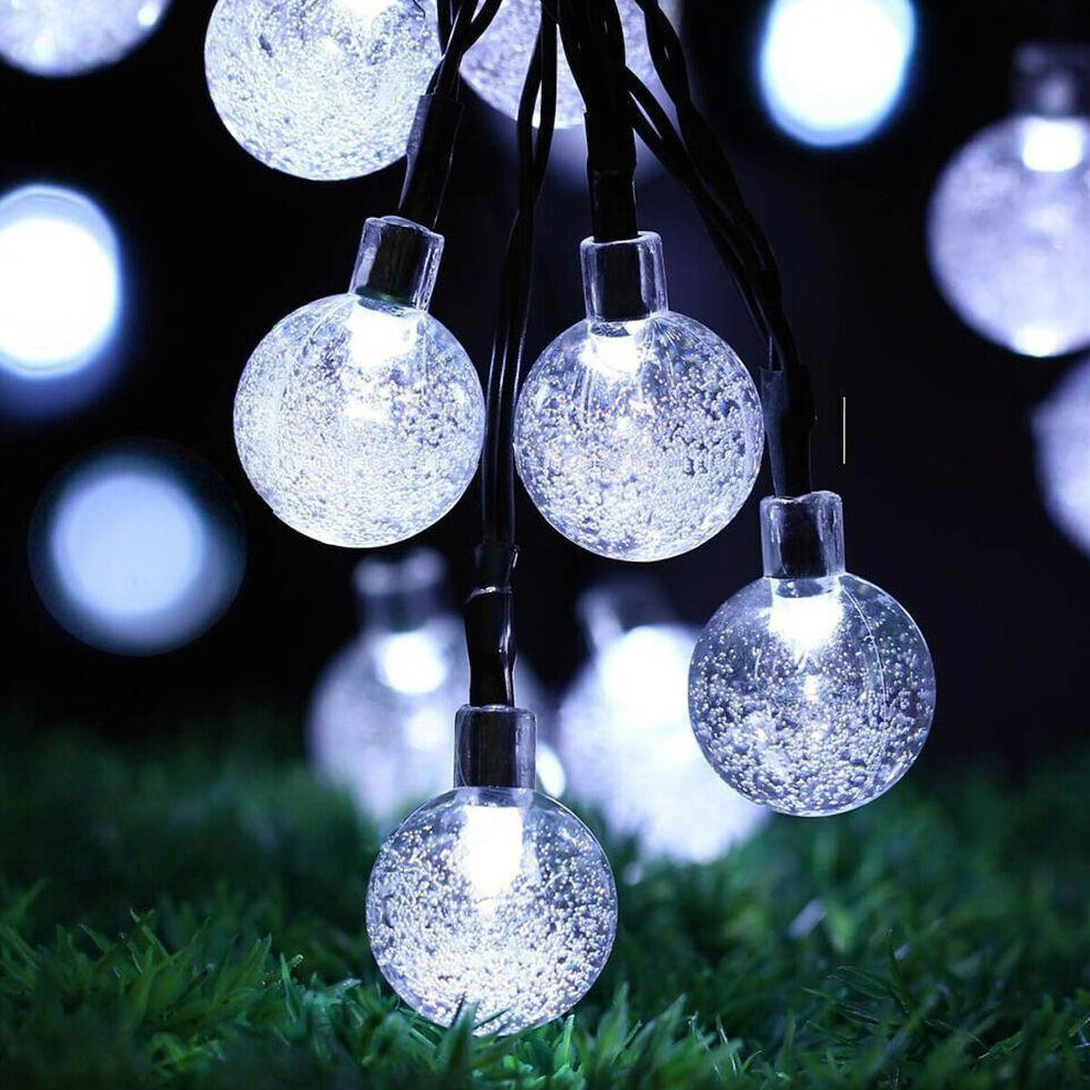 The Magic Toy Shop Solar Crystal Ball String Lights with 30 White LEDs Outdoor Garden Fairy Lamp
