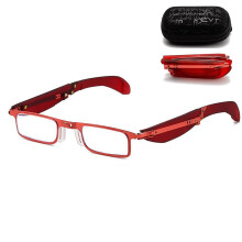 Foldable Anti Blue Light Reading Glasses +3.5 Red with Compact Case, Anti Eyestrain Lenses for Reading