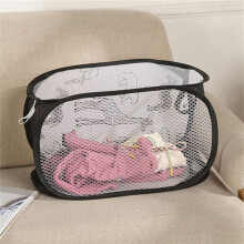 3pcs Cartoon Foldable Laundry Basket Mesh Toy Storage Bin for Kids 30x30x48cm White