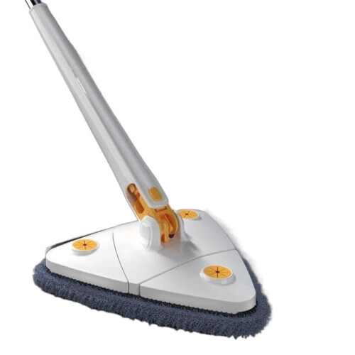 Triangle Spin Mop with 360 Rotatable Head, Adjustable Telescopic Handle, Wet and Dry Floor Cleaning (White) 1