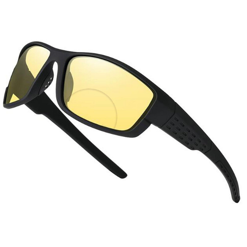 Black/Yellow And Bifocal Reading Glasses For Men 1.75X Clear Magnification Night Driving Aid