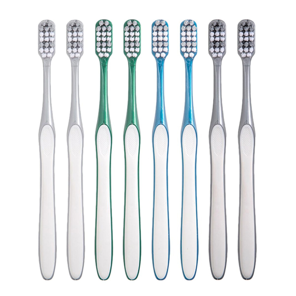 Travel Toothbrush Set for Men, 8PCS Manual Large Head, Compact Design with Ergonomic Grip for Travel and Home