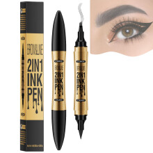 Grey 2 in 1 Microblading Eyebrow and Eyeliner Pencil Waterproof 4 Fork Tip DualEnd