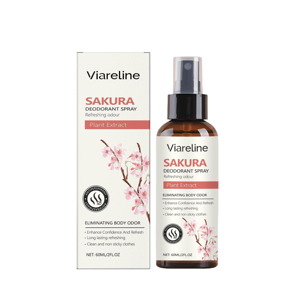 Natural Deodorant Antiperspirant Spray with Sakura Fragrance, LongLasting Odor Control, PlantBased Care