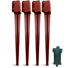 (4) Steel Fence Post Spikes (75x75x750 mm) with Driving Tool for Fence Post Repair and Garden Post Support
