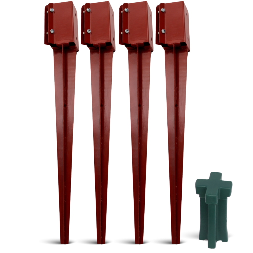 Novecrafto (4) Steel Fence Post Spikes (75X75x750 Mm) With Driving Tool For Fence Post Repair And Garden Post Support