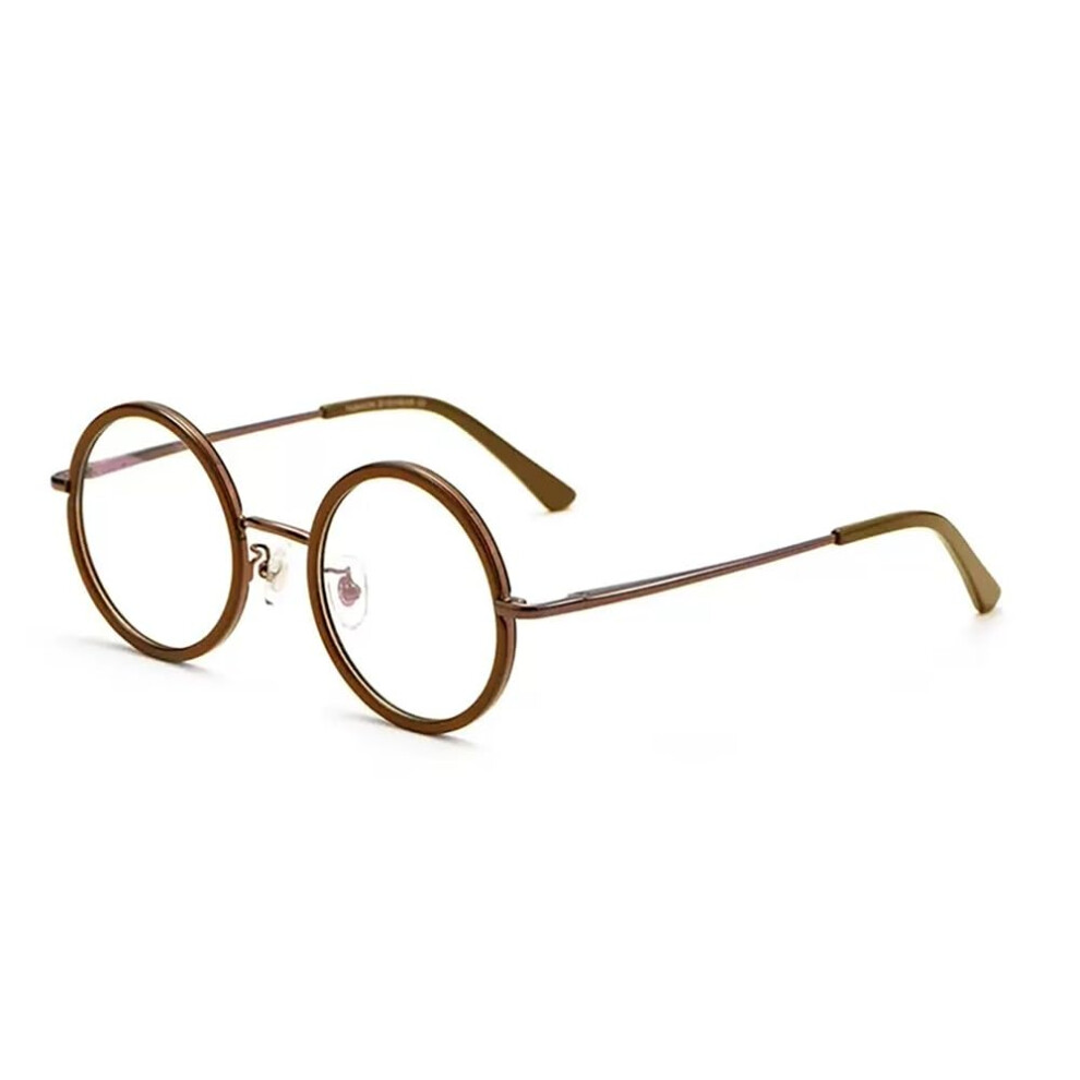 Brown/Blue/Light Retro Round Reading Glasses 3.0X Blocking Lightweight Metal Frame Readers For Men And Women