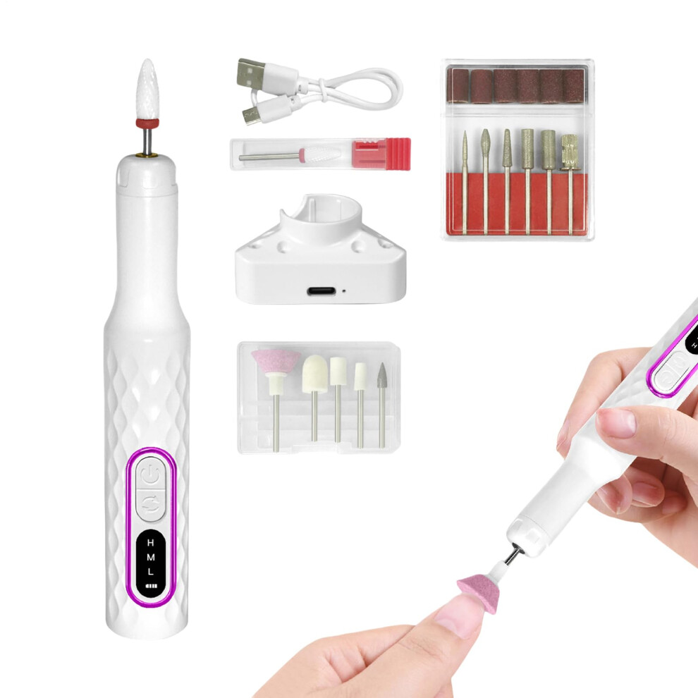Purple Cordless Electric Nail Drill Kit For Acrylic And Gel Nails, 15000 Rpm Adjustable Speed Manicure Pedicure Tool