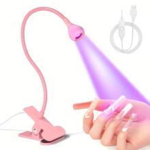 UV Nail Lamp with Flexible Gooseneck, Fast USB LED Nail Dryer Clip, Mini Pink Curing Light