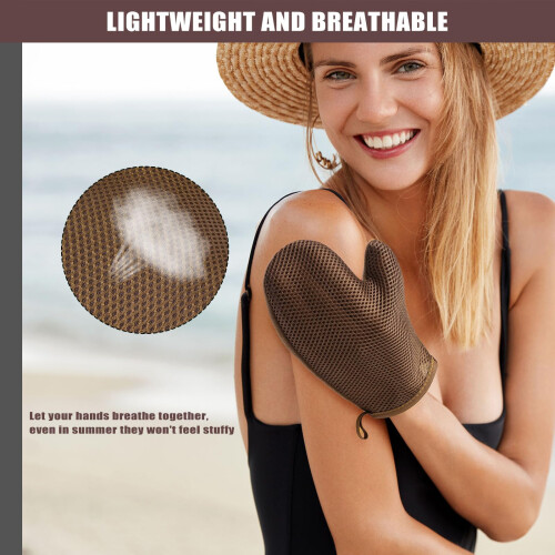 2 Pack Breathable Mesh Self Tanning Mitt with Waterproof Inner Layer for Even Tan Finish 1
