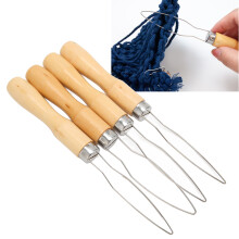 4Pcs Wooden Handle Stainless Steel Button Hooks for Elderly, Arthritis Assistance