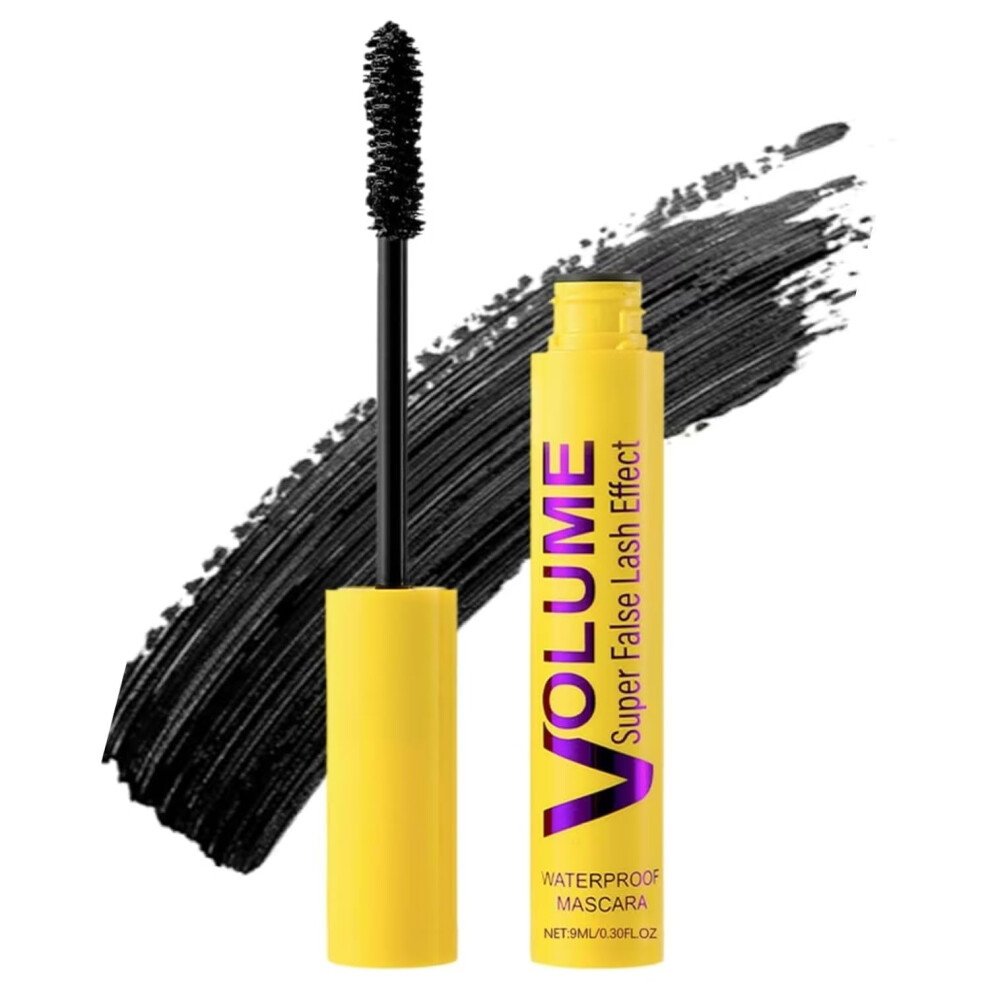Black Waterproof Volumizing Mascara Long Lasting Smudge Proof Curling Formula For Natural Eyelash Look (1Pc)