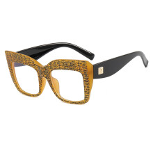 Blue Light Blocking Reading Glasses for Women 2.5 Diopters Oversized Thick Frame Anti Eye Strain Yellow Design