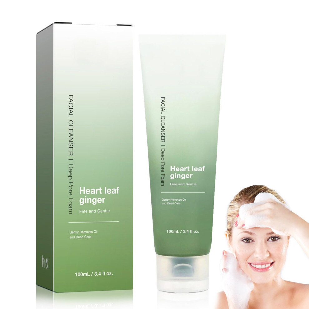 Facial Cleanser with Hyaluronic Acid, Deep Pore Cleansing Foaming Face Wash for Double Cleansing and Makeup Removal