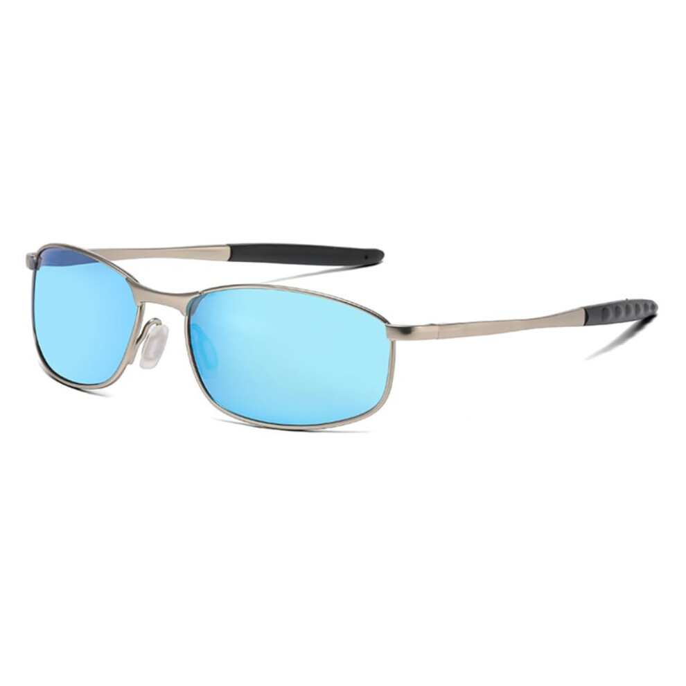 Silver/Blue Polarized Full Lens Reading Sunglasses 2.75X Metal Frame Uv400 Protection For Men And Women