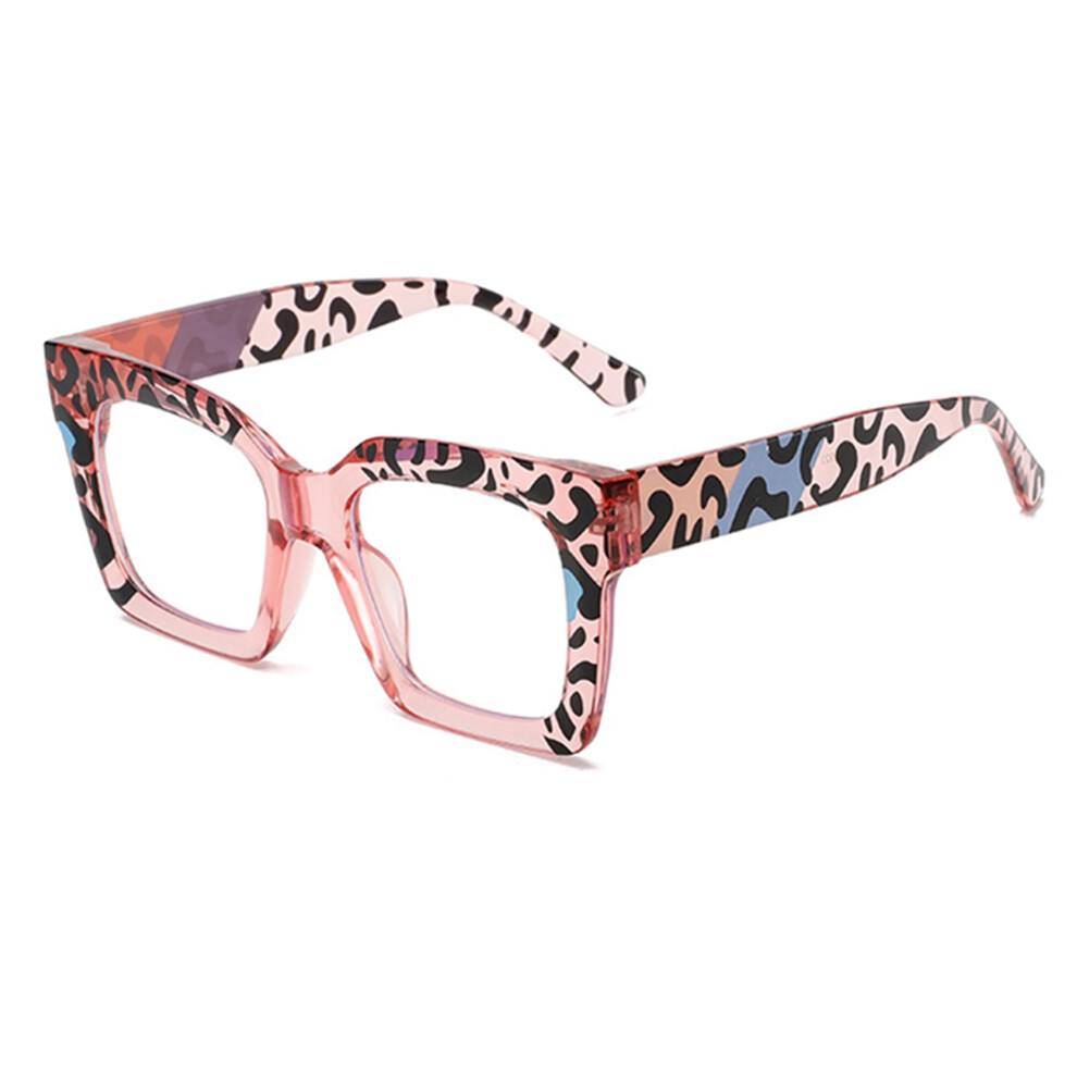 Blue Light Blocking Reading Glasses 2.25X Clear Magnification Leopard Frame Square Spring Hinge for Women and Men