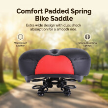 (Black Red With Spring, Wide Saddle) Shock-Absorbing Mountain Bike, Hollow Frame