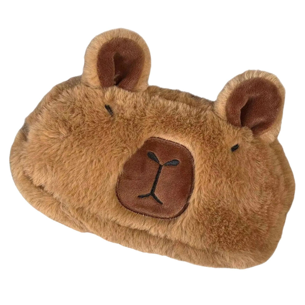 Cute Plush Capybara Pencil Case and Cosmetic Bag MultiPurpose Travel Organizer for Stationery and Makeup