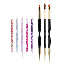 Nail Art Dotting Tools and Brush Set 8pcs Dual‑Ended Design with Multi‑Size Tips and Fine Brushes
