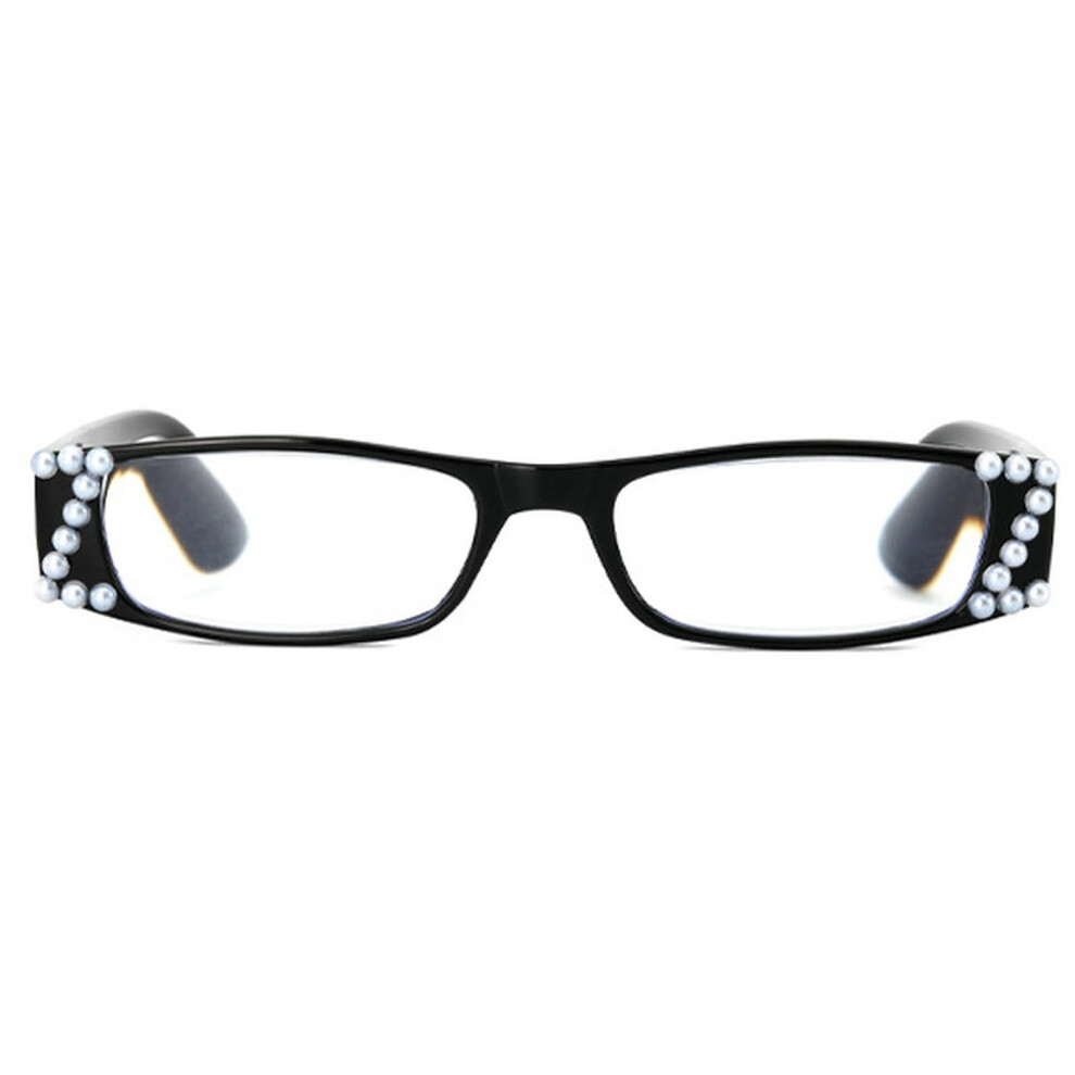 Blue/Light/Black 2.5X Blocking Reading Glasses For Women, Rectangle Readers With Clear Magnification