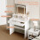 MCC Dressing Table Adjustable LED Mirror Vanity Table Make up Desk and Drawers  Tulsa White 4