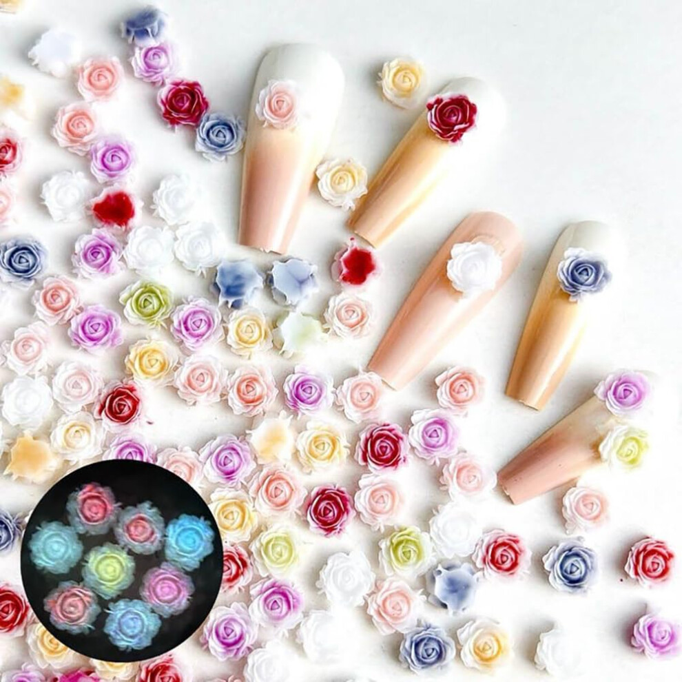 100 Pcs Colorful 3D Resin Camellia Nail Art Charms for Acrylic Manicure and DIY Nail Decoration