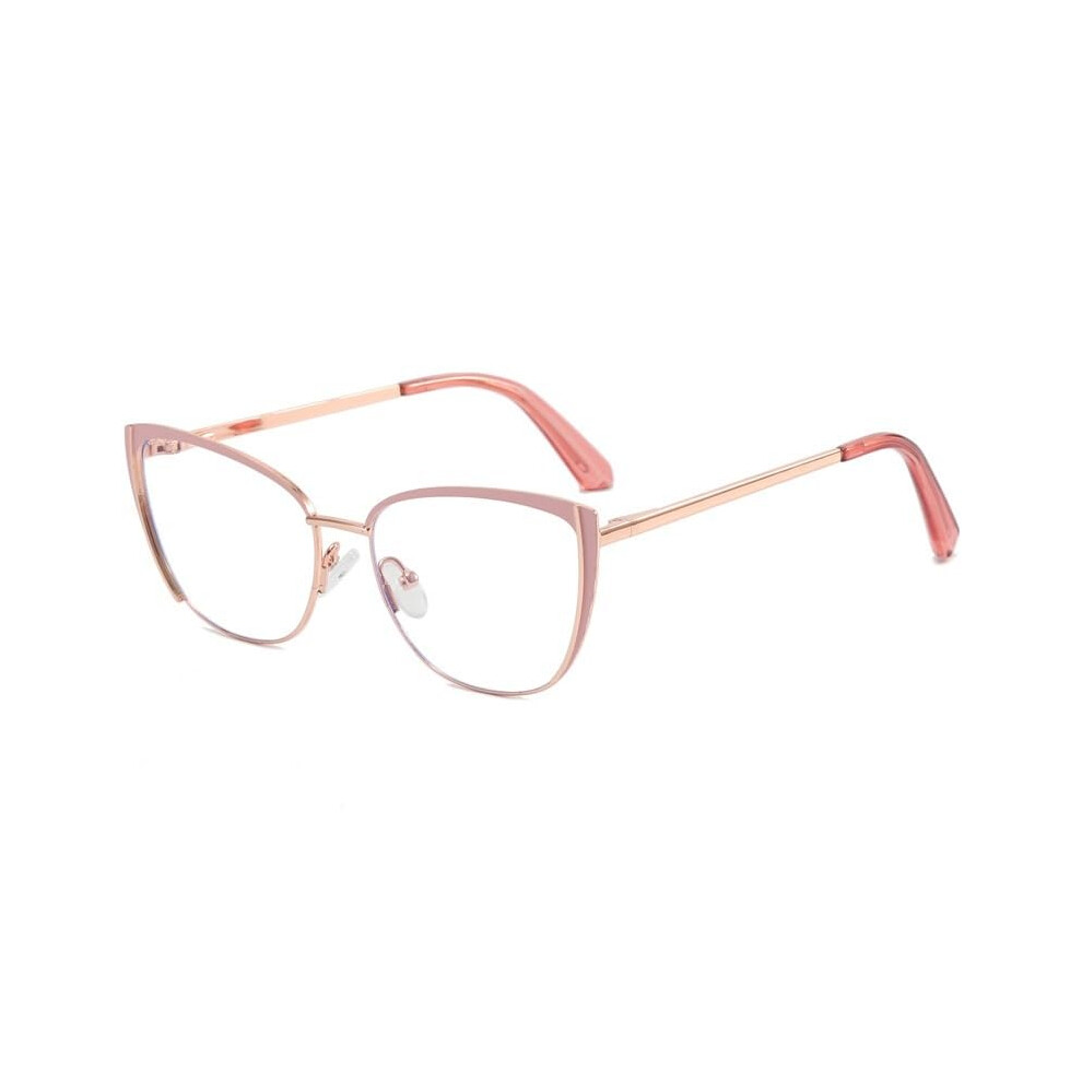 Blue/Light/Pink Blocking Reading Glasses For Women +2.00 Oversized Cat Eye Computer Readers For Fatigue Relief