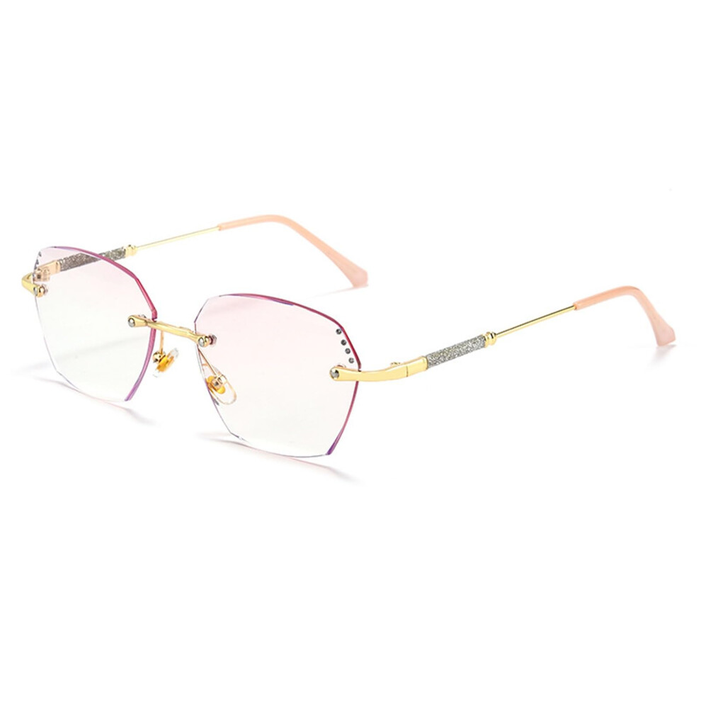 Gold/Blue/Light Rimless Reading Glasses 2.5X For Women, Blocking Ultra Metal Frame Fashion Readers