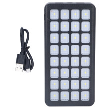 32-LED-Solar-Powerbank mit 4 USB-Anschlüssen, 3 Lichtmodi und 30.000 mAh Kapazität – ideal für Outdoor-Aktivitäten wie Camping, Expeditionen