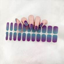 Gel Nail Polish Strips with Crystal Diamond Shine, Waterproof Full Wrap Nail Art Stickers