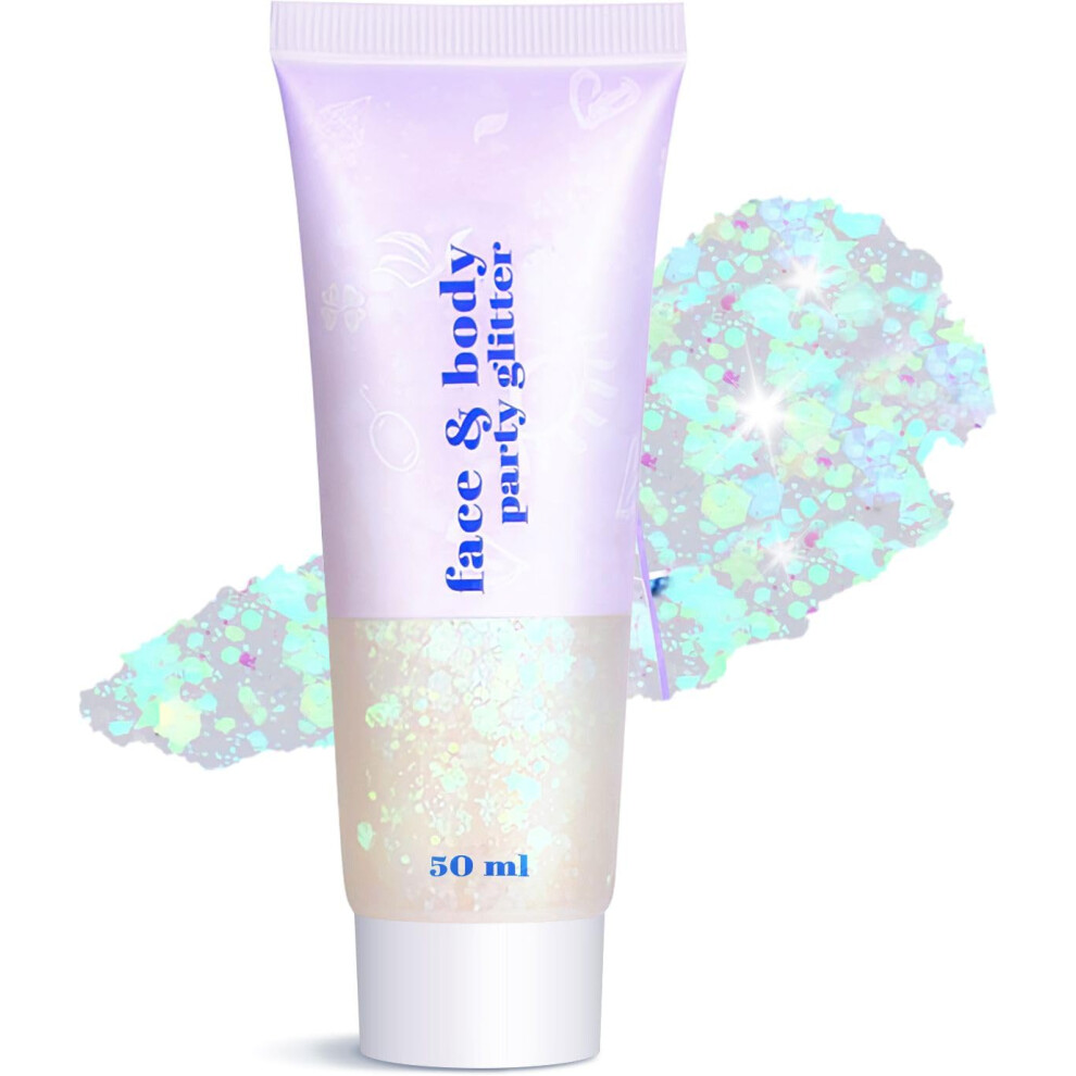 Glitter Gel for Face Hair Nails, Longlasting Iridescent Festival Sparkle with Chunky and Fine Sequins