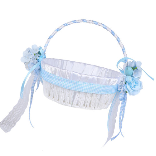 Panier de simulation de fleurs, décoration élégante de-Bleu