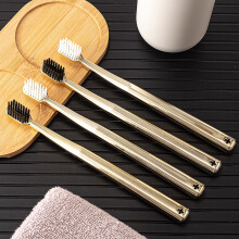 Gold Toothbrush 4 Pack with Soft Bristles, GoldPlated Handle Design, Luxury Adult Toothbrush Set