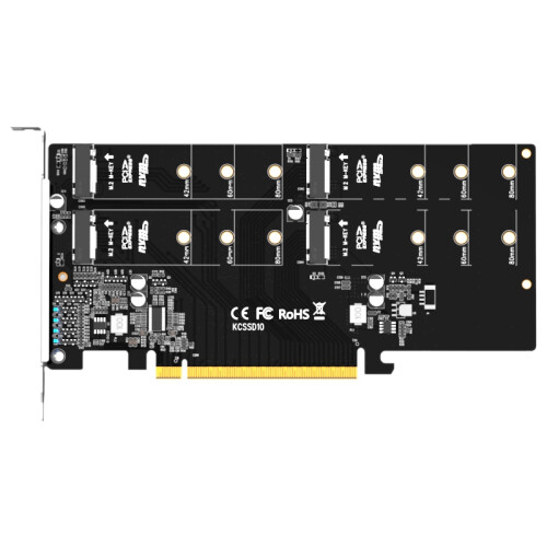 MAIWO KCSSD10 PCIEx4 Placa Adaptadora, Protocolo M.2Nvme Placa Adaptadora de Array SSD de Quatro Baias Suporta Mn7/8/10/Win Server/Linux System