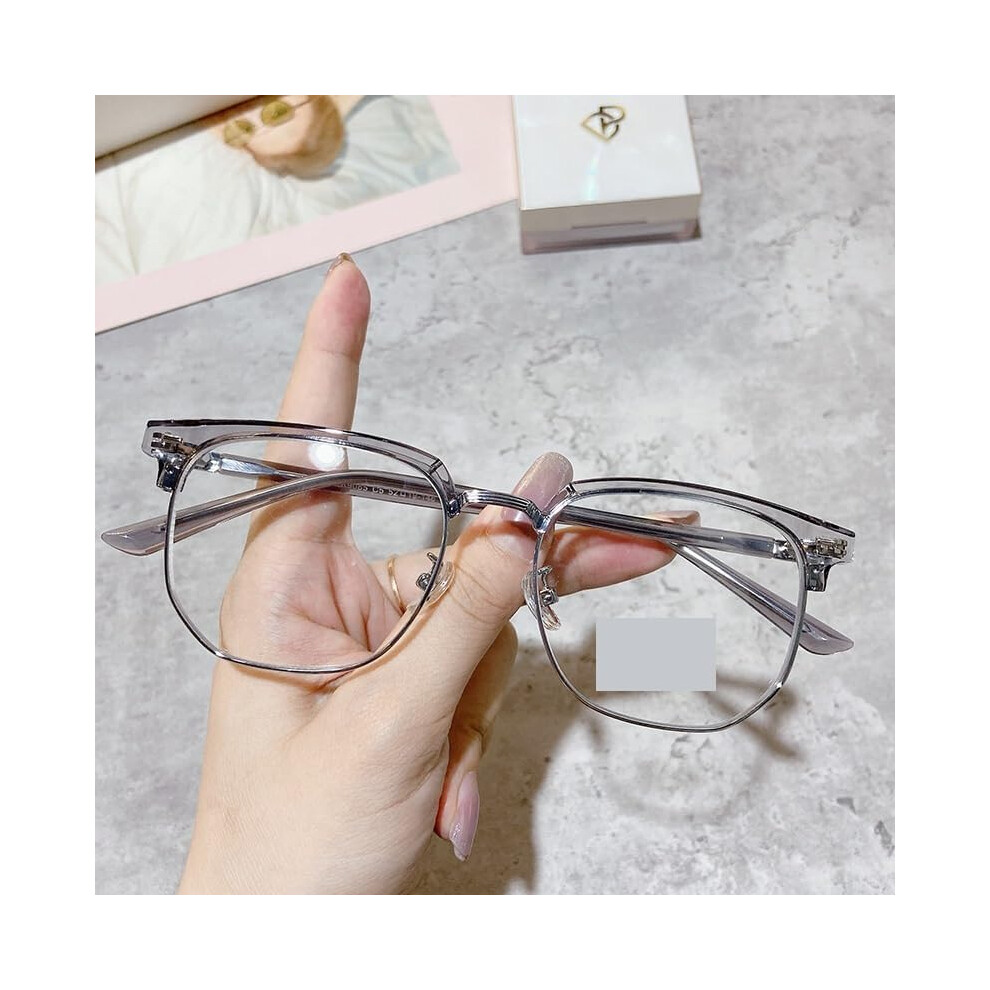 Blue Light Blocking Computer Glasses Sand Silver Clear Lens Non Prescription Fashion Readers for Eye Strain Relief