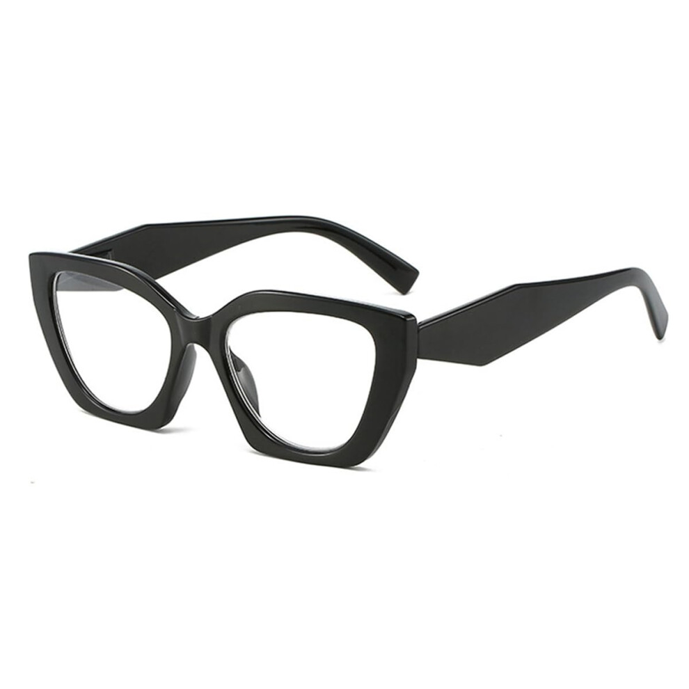 2.0x Blue Light Blocking Reading Glasses for Women, Trendy Black Frame with Spring Hinge Comfort