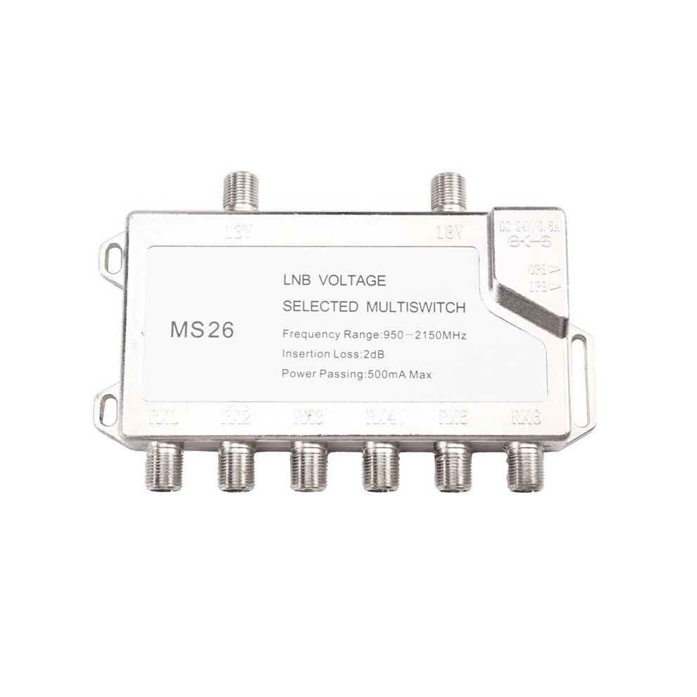 2 Input 6 Satellite Multiswitch 950-2150Mhz Antenna Cable 2 In 6 Out Diseqc Lnb Power Waterproof Stand-Alone Tv 6033290949791