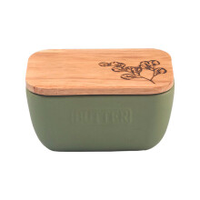 The Just Slate Company Flora Sage Green Butter Dish