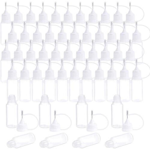100Pcs Tip Applicator Bottles with 10Ml/0.34 Oz Clear Squeeze Bottles Plastic Glue Applicator for Liquid Oil Quilling 1
